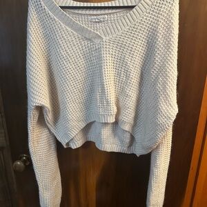 Aeropostale Women's Cream V-Neck Sweater
